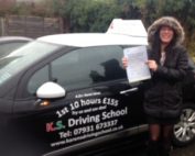 Congratulations to Anna Knapik Passing her Practical Driving