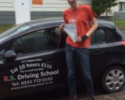 Thomas Evans passed his Driving test in Shrewsbury 5th May