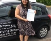 Girisha Surisetty passed her Practical Driving Test in Shrewsbury
