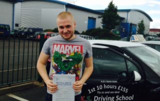 Joe Astley Passed his Driving Test in Shrewsbury August 26th