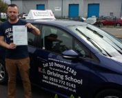 Dean White Passed his Driving Test in Shrewsbury 12th September