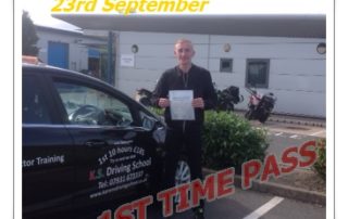 Driving lessons Shrewsbury Jordan Courtney Passed 1st Time 23rd Sep
