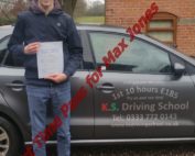 Driving Lessons Whitchurch Test Pass for Max Jones 6th January