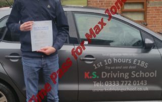 Driving Lessons Whitchurch Test Pass for Max Jones 6th January