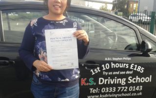 Driving Lessons Shrewsbury Test Pass for Betha Piala on 20th November