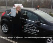 Agnieszka Troscianko Passed her Driving test in Shrewsbury