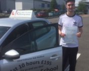 Congratulations Jordon Davies who passed his Driving test 18th May