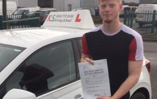 Congratulations to Josh Lewis who Passed his Driving Test in Shrewsbury on 6th March 1st Time.