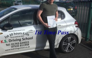 Driving Test Pass for Jake Smallman Shrewsbury